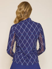 L/S Zip Mock Neck Top NavyDiamogeo