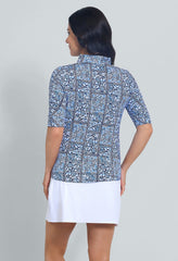 Ruched Elbow Slv Josie Turquoise/Lime