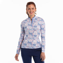 L/S Tonal Cabbage Rose Polo Carolina Multi