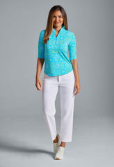 Ruched Elbow Slv Colett Turquois/Lime