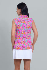 Tulip Slv S/S Polo Allana Hot Pink Multi