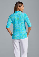 Ruched Elbow Slv Colett Turquois/Lime