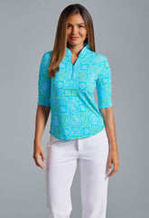 Ruched Elbow Slv Colett Turquois/Lime