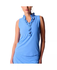 Sleeveless Collar Double Ruffle Top BT.Peri