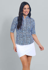 Ruched Elbow Slv Josie Turquoise/Lime