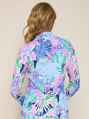 L/S Zip Mock Neck Top IslandNavy