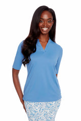Solid Short Sleeve V-Neck Polo