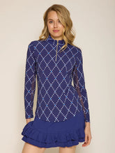 L/S Zip Mock Neck Top NavyDiamogeo