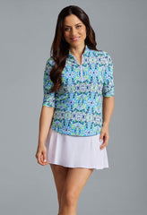 Ruched Elbow Slv Ridley Navy Multi