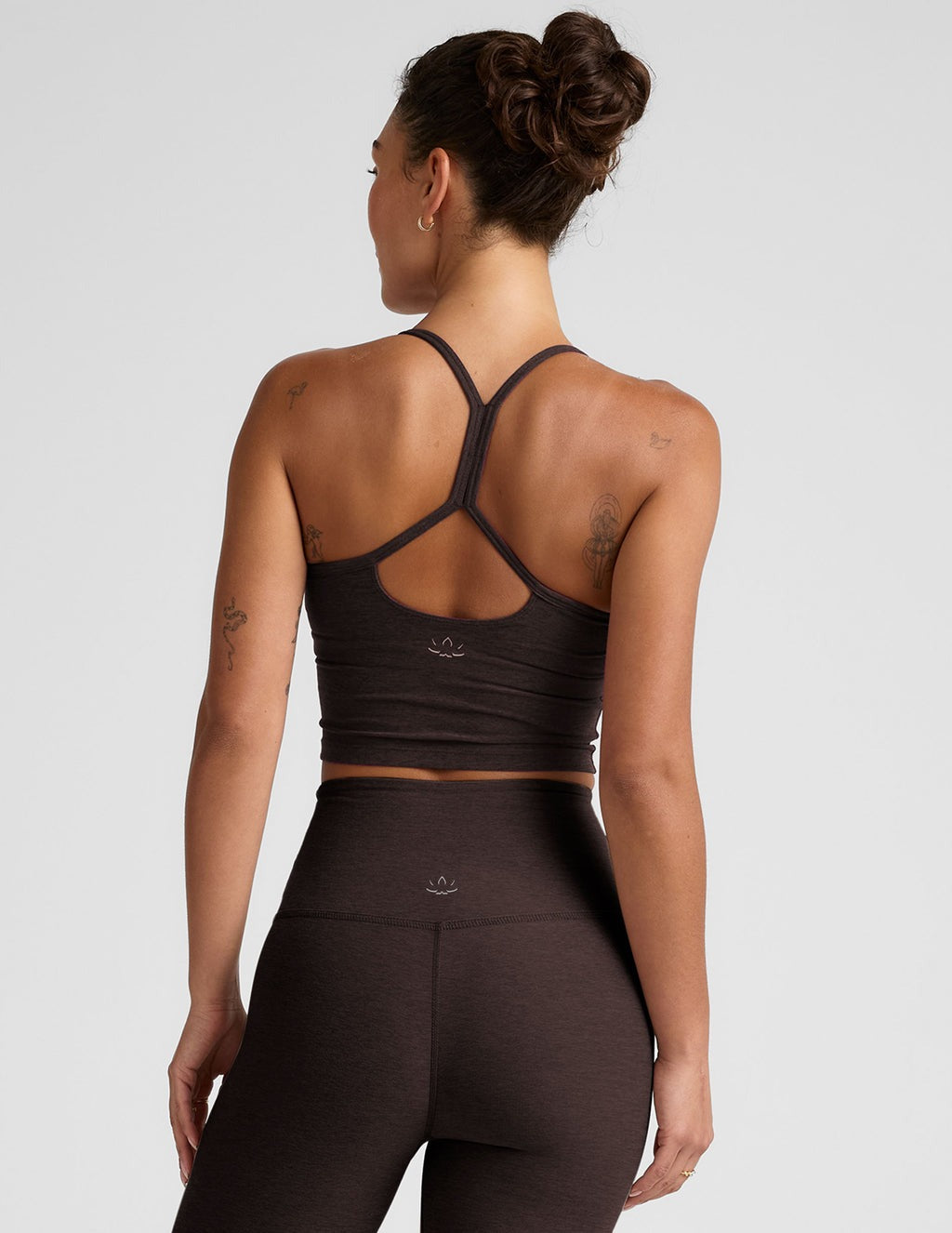 Spacedye Slim Racerback Cropped Tank Dark Chocolate Heather
