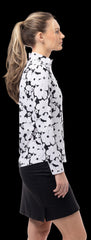 Solaircool L/S Print Mock Magnolia Black