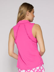 Sleeveless Ruffle Top Hot Pink
