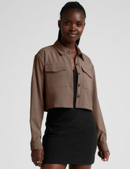 Midtown Cropped Jacket Khaki