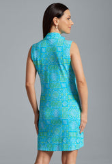 S/L Zip Mock Dress Colett Turquois/Lime