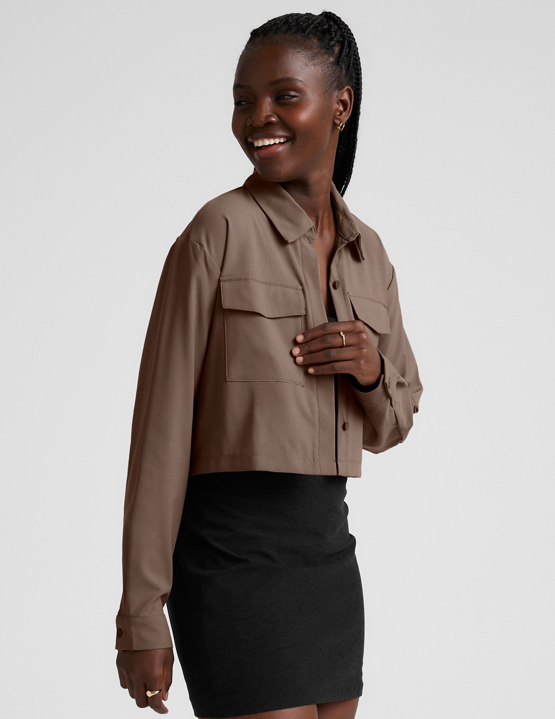 Midtown Cropped Jacket Khaki