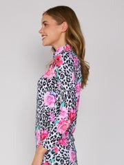 L/S Zip Mock Neck Top