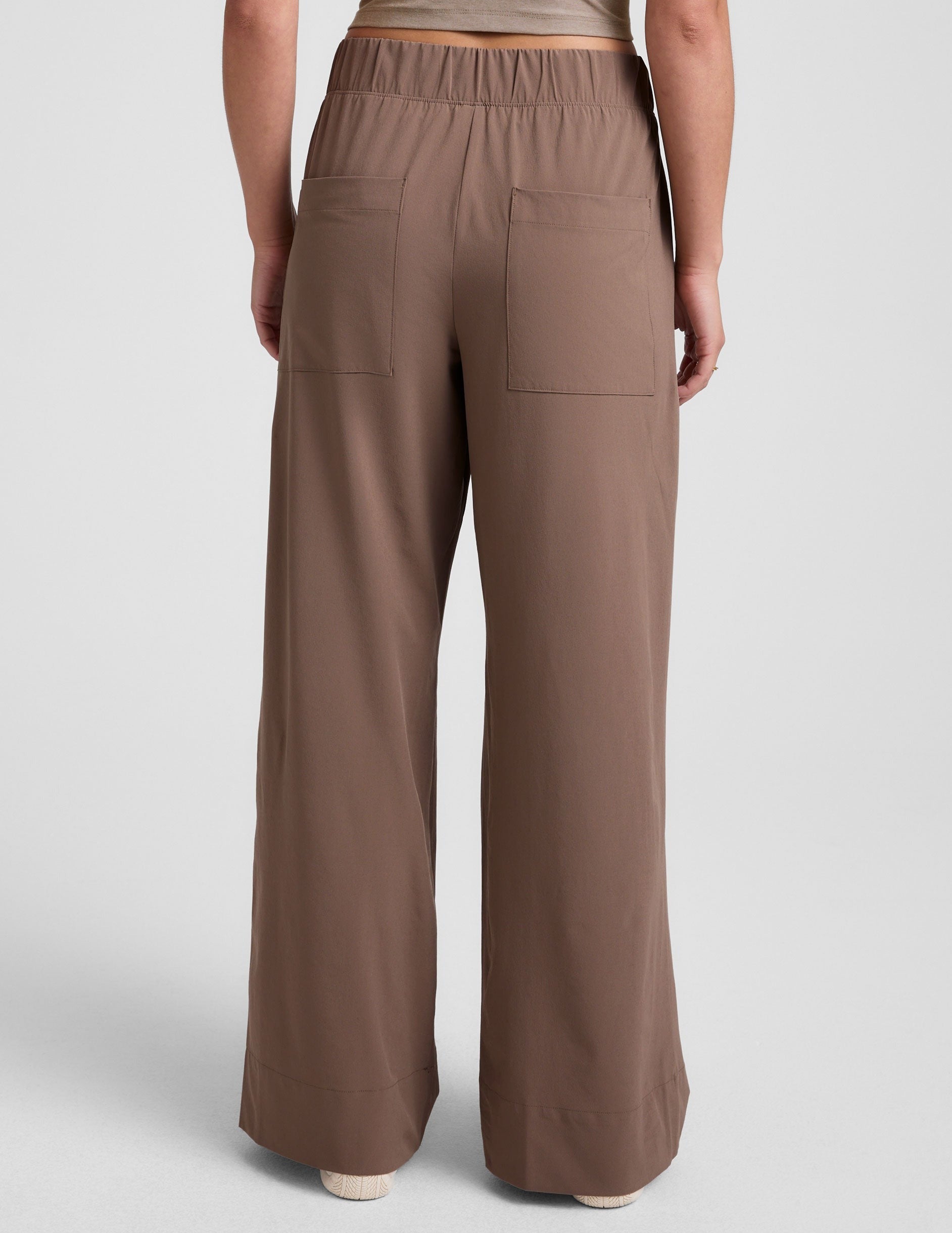 Stretch Woven Wide Leg Pant Khaki