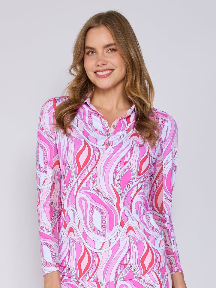 L/S Zip Mock Neck Top