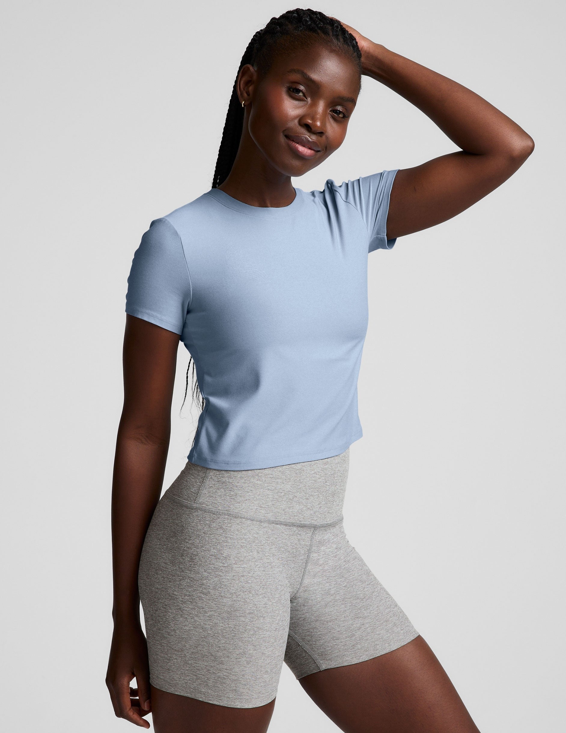 Featherweight Cropped Tee Blue Zen Heather