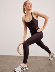 Spacedye Slim Racerback Cropped Tank Dark Chocolate Heather