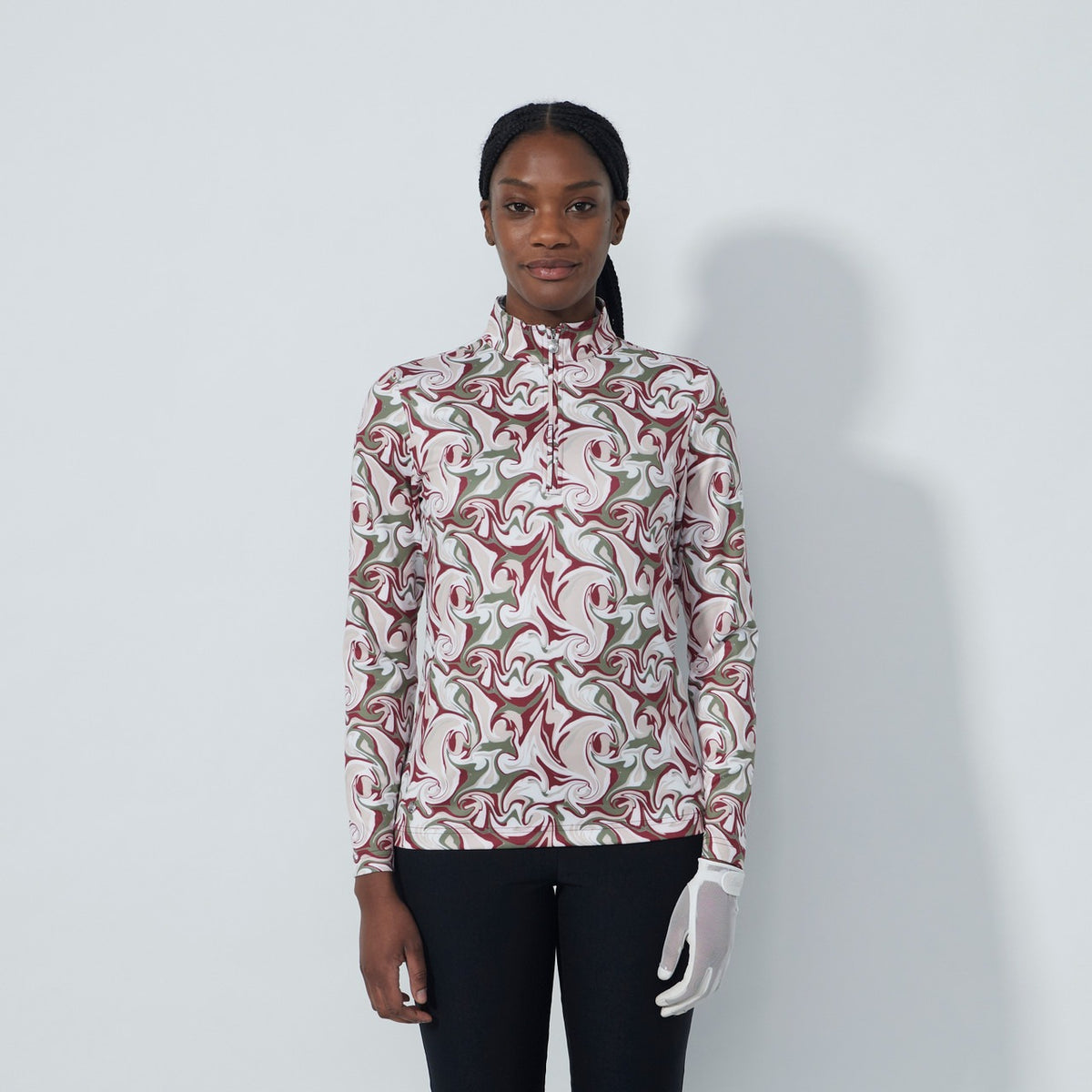 Print Peach Half Neck L/S Daily Sports