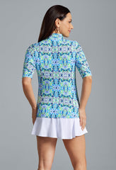 Ruched Elbow Slv Ridley Navy Multi