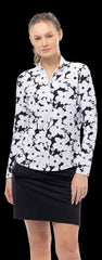 Solaircool L/S Print Mock Magnolia Black