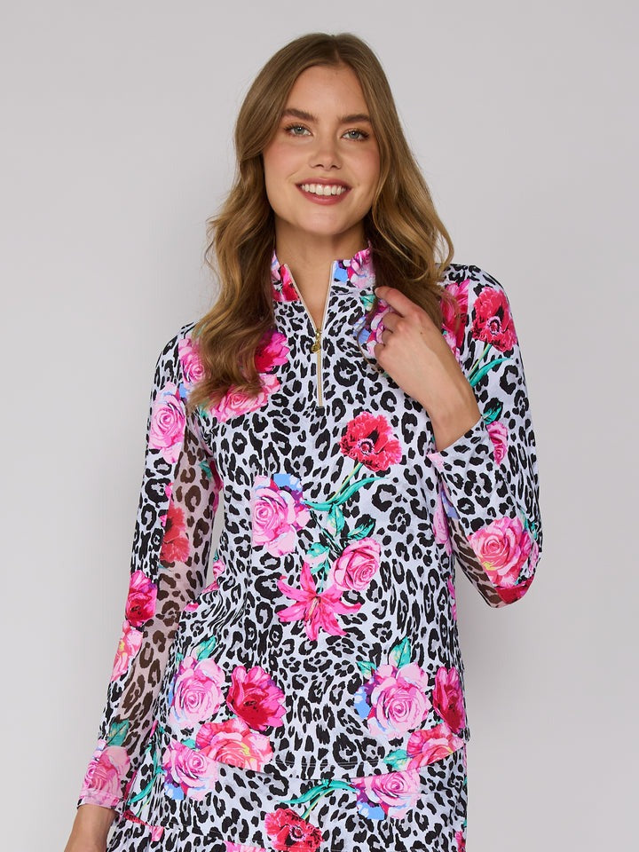 L/S Zip Mock Neck Top