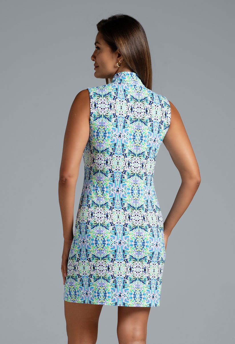 S/L Zip Mock Dress Ridley Navy Multi