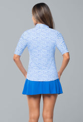 Ruched Elbow Slv Land Strip RY/WHT