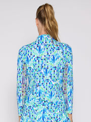 L/S Zip Mock Neck top Blu Pineapple