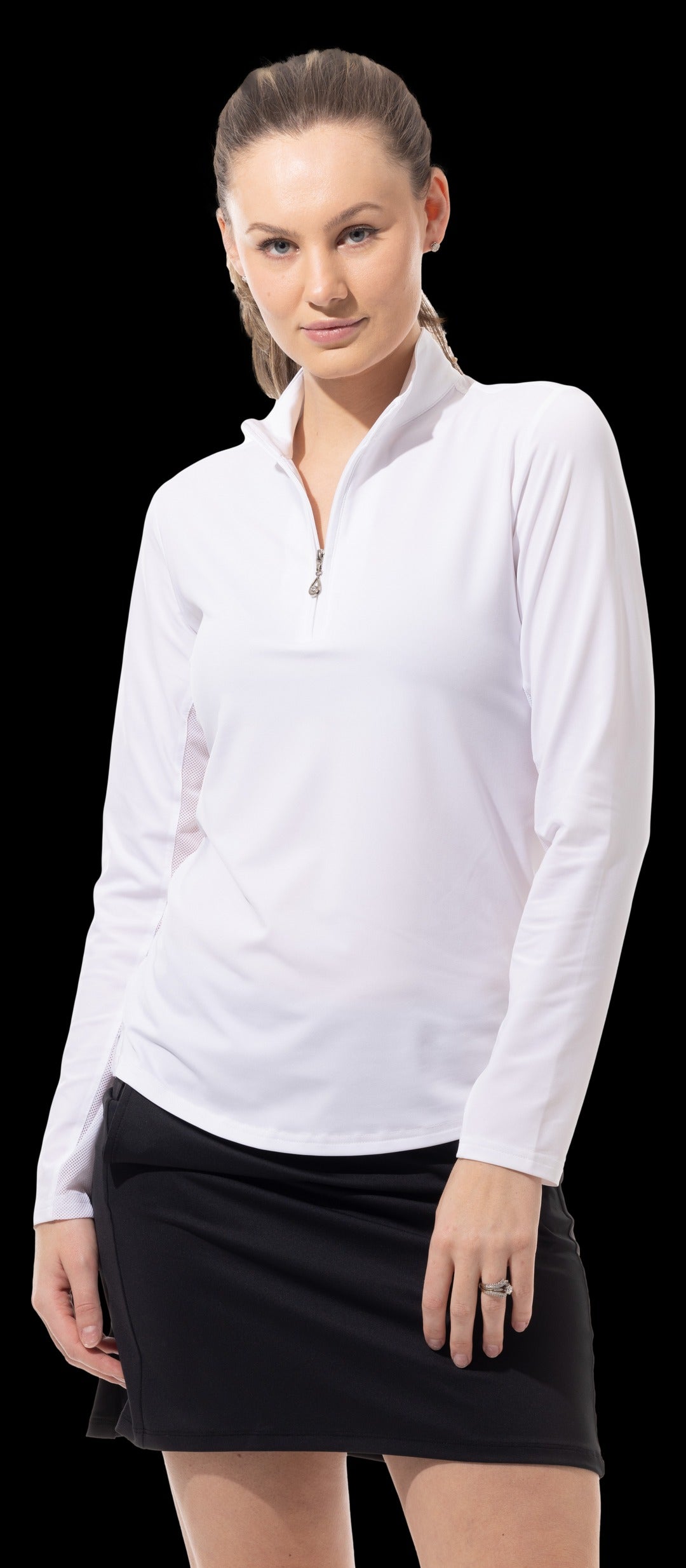 Sunglow L/S Solid Mock W/Mesh White