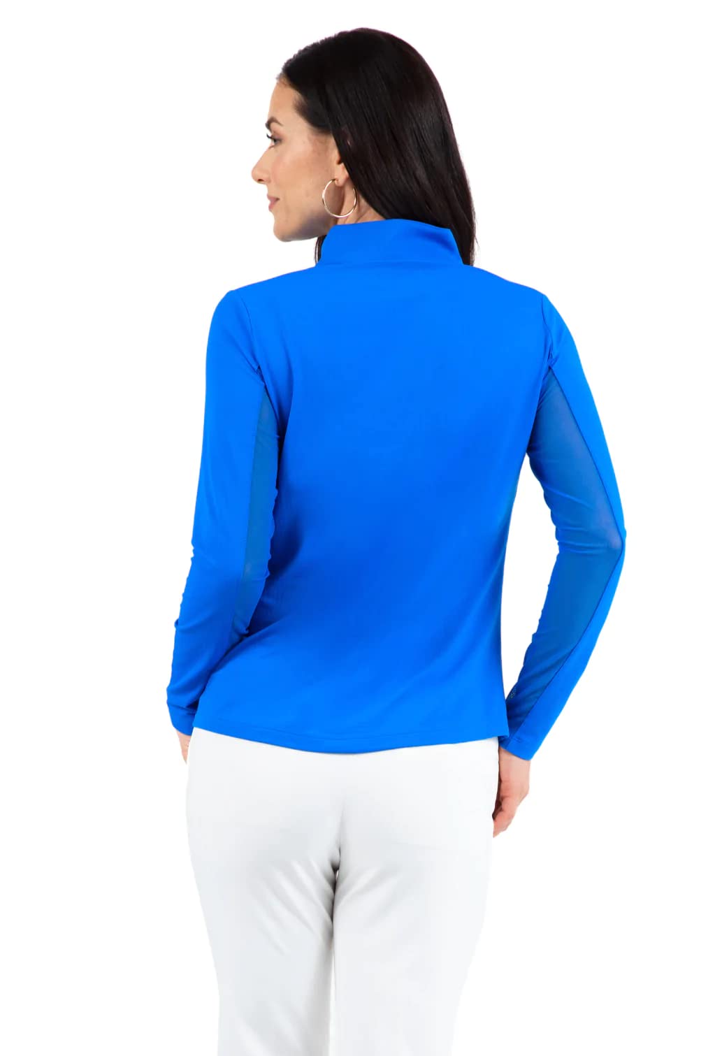IBKUL Athleisure Wear Sun Protective UPF 50+ Icefil Cooling Tech Long Sleeve Mock Neck Top with Under Arm Mesh 80000